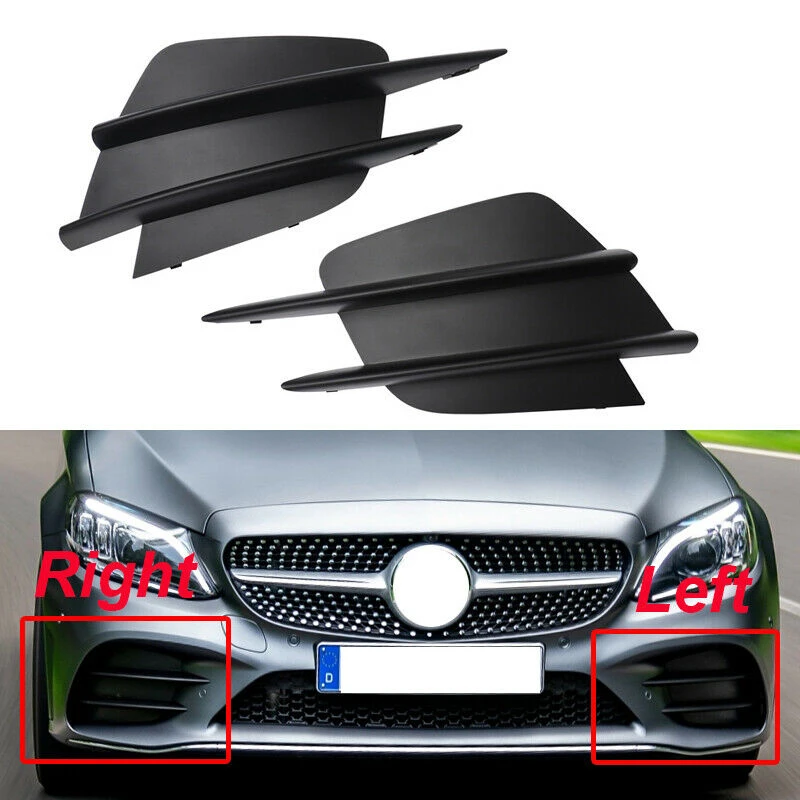 Car Front Bumper Fog Light Cover Grilles for C-Class W205 2018-2020 A2058857202