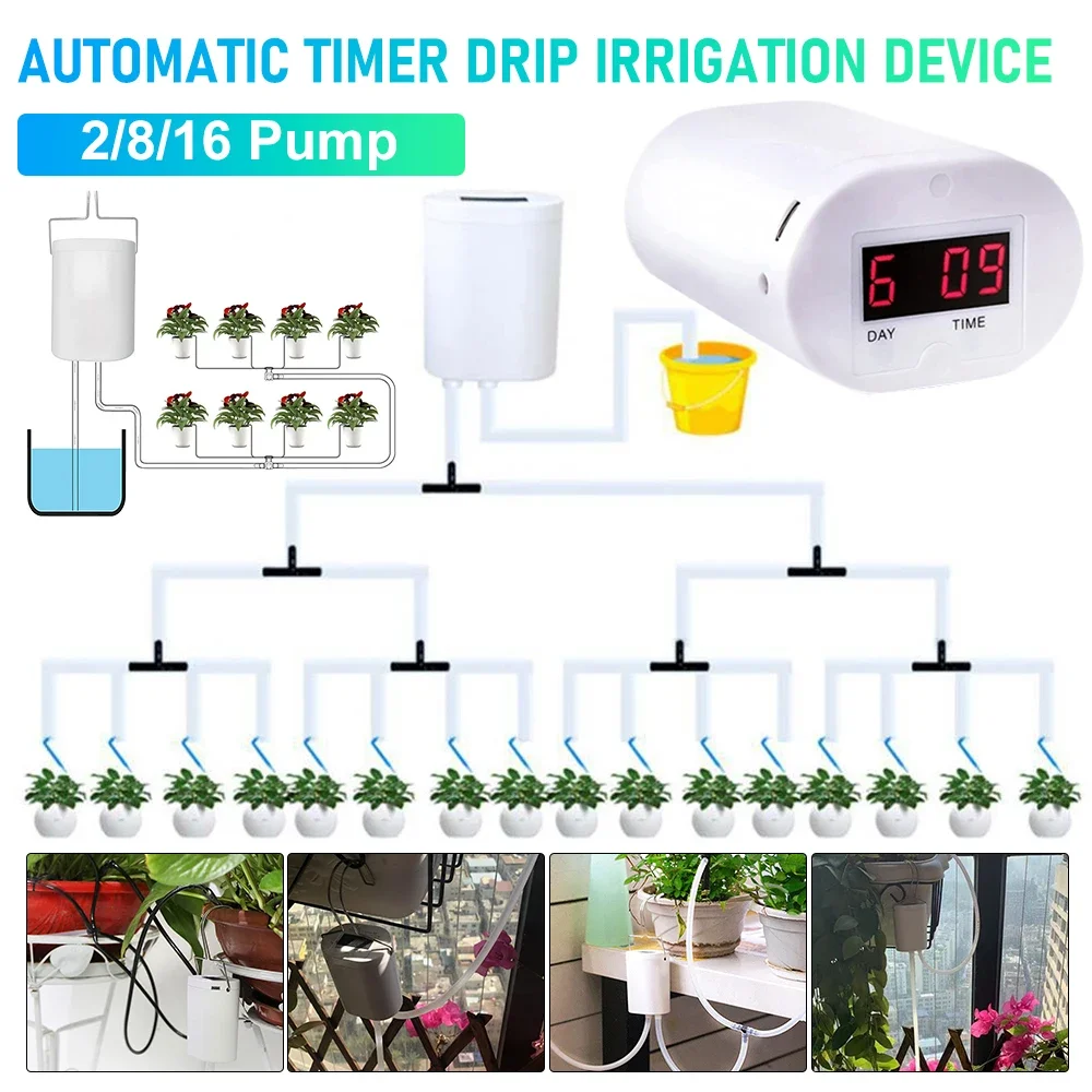2/8/16 głowice automatyczny zraszacz do kwiatów roślin pompa do podlewania urządzenie do nawadniania zestawy systemów timera ogrodowe narzędzie do