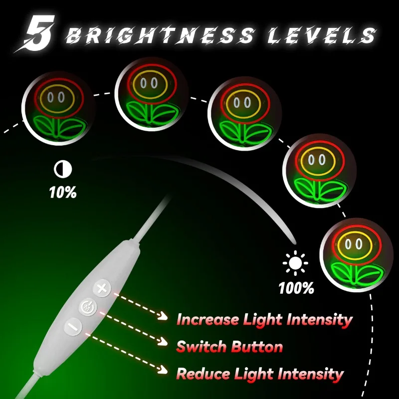 불 꽃 네온 사인 밝기 조절 게이밍 맨, 동굴 침실 게이머 룸 거실, 생일 크리스마스 선물, 5V USB