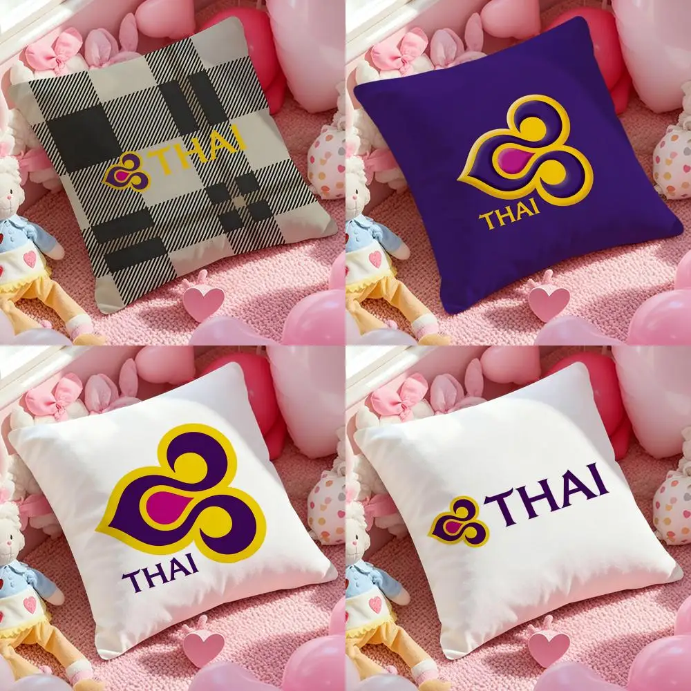 Thai Airways International Kissenbezug, Muster, bedruckter Kissenbezug für Wohnzimmer, Sofa, Kissenbezug und Schlafzimmerdekoration