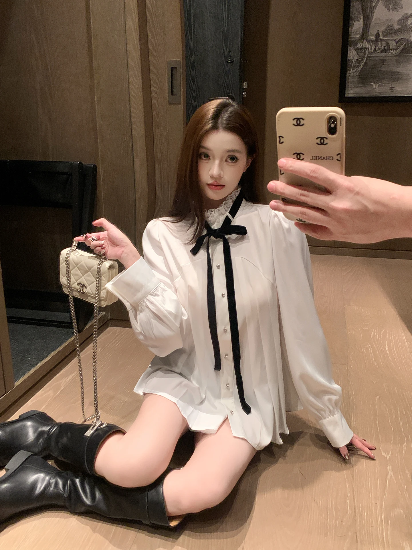 

Новинка Luna 23: Укороченный топ с длинным рукавом и поясом, белый, дышащий, приятный для кожи, для ранней весны