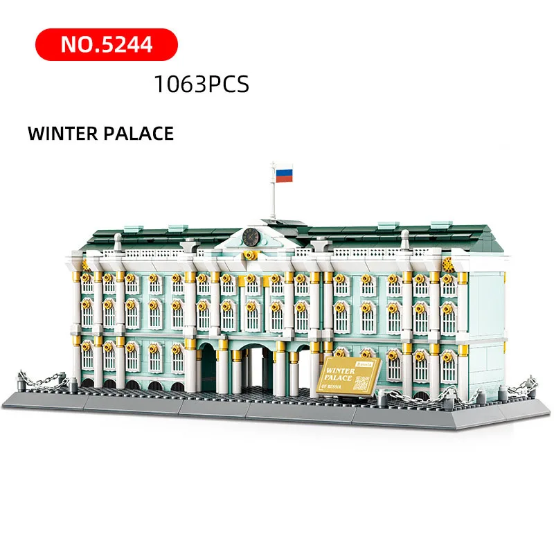 Blocco modello di architettura di fama mondiale Russia san valentino palazzo invernale costruzione di mattoni collezione di giocattoli educativi per regalo