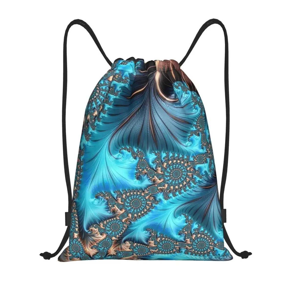 

Geometric Patterns Turquoise Drawstring Backpack Sports Gym Bag for Elegant Copper And Teal Fractal Thirteen Shopping Sackpack