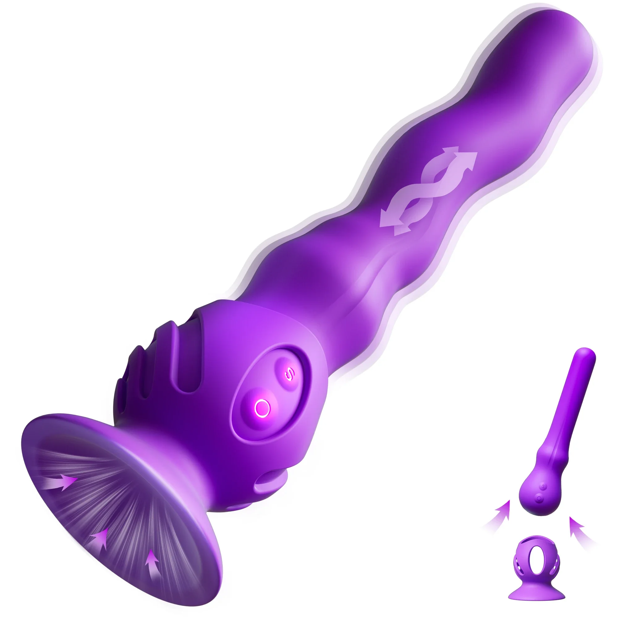 Anal Vibrator Male Prostate Massager 7 Vibrating & 3 Wave Wriggling Modes Dildo Vibrator with Suction Cup Adults Sex Toys