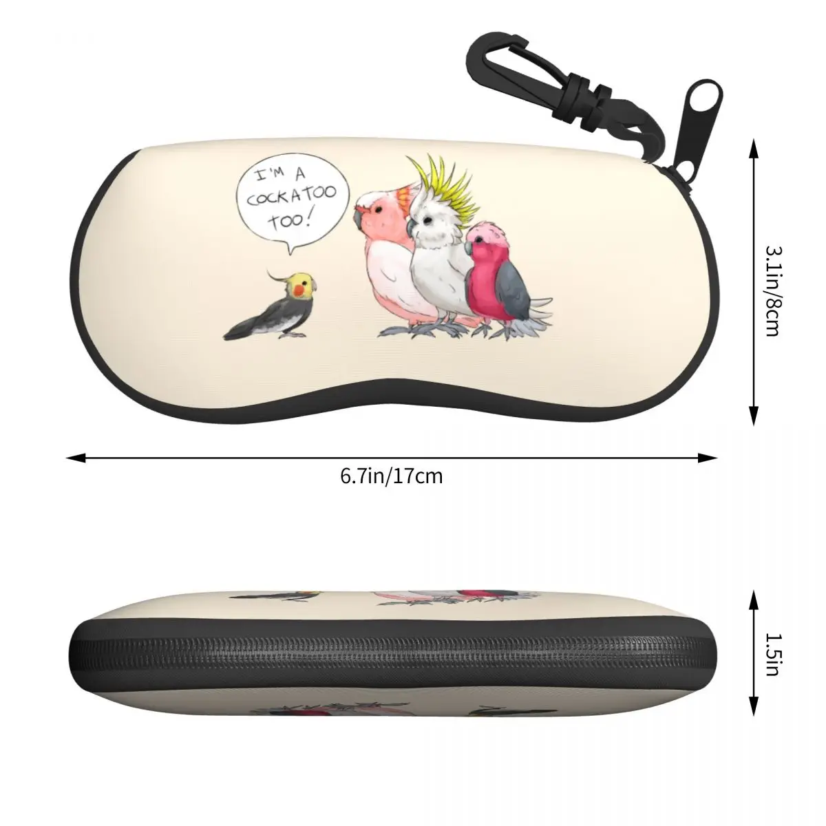 Custom Funny Cockatoo Cockatiel Glasses Case Portable Parrot Birds Shell Eyeglasses Case Sunglasses Box