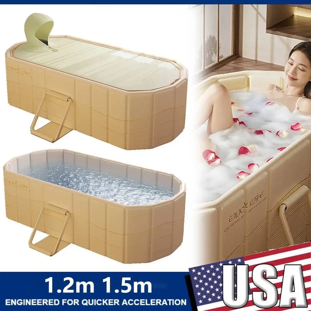 

1.2M 1.5M Portable Constant Temperature Adult Foldable Bathtub Soaking Tub Bathroom SPA Reusable Bathing Tubs With Lid