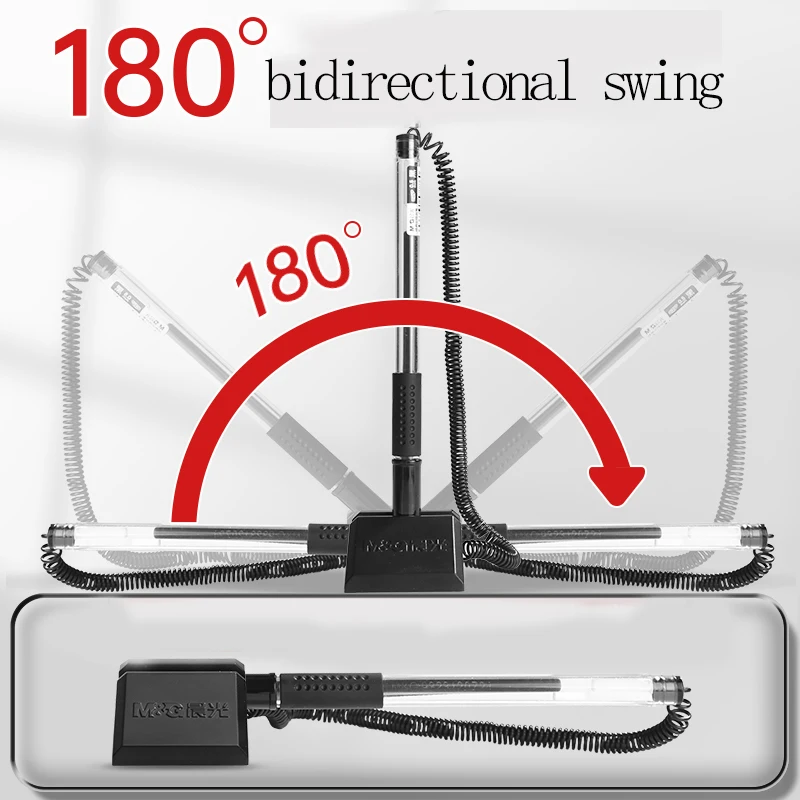 M&G デスクトップ ゲルペン、0.5 mm ブラック、紐付きペン、交換可能なリフィル、底部に両面粘着テープ、s に適しています