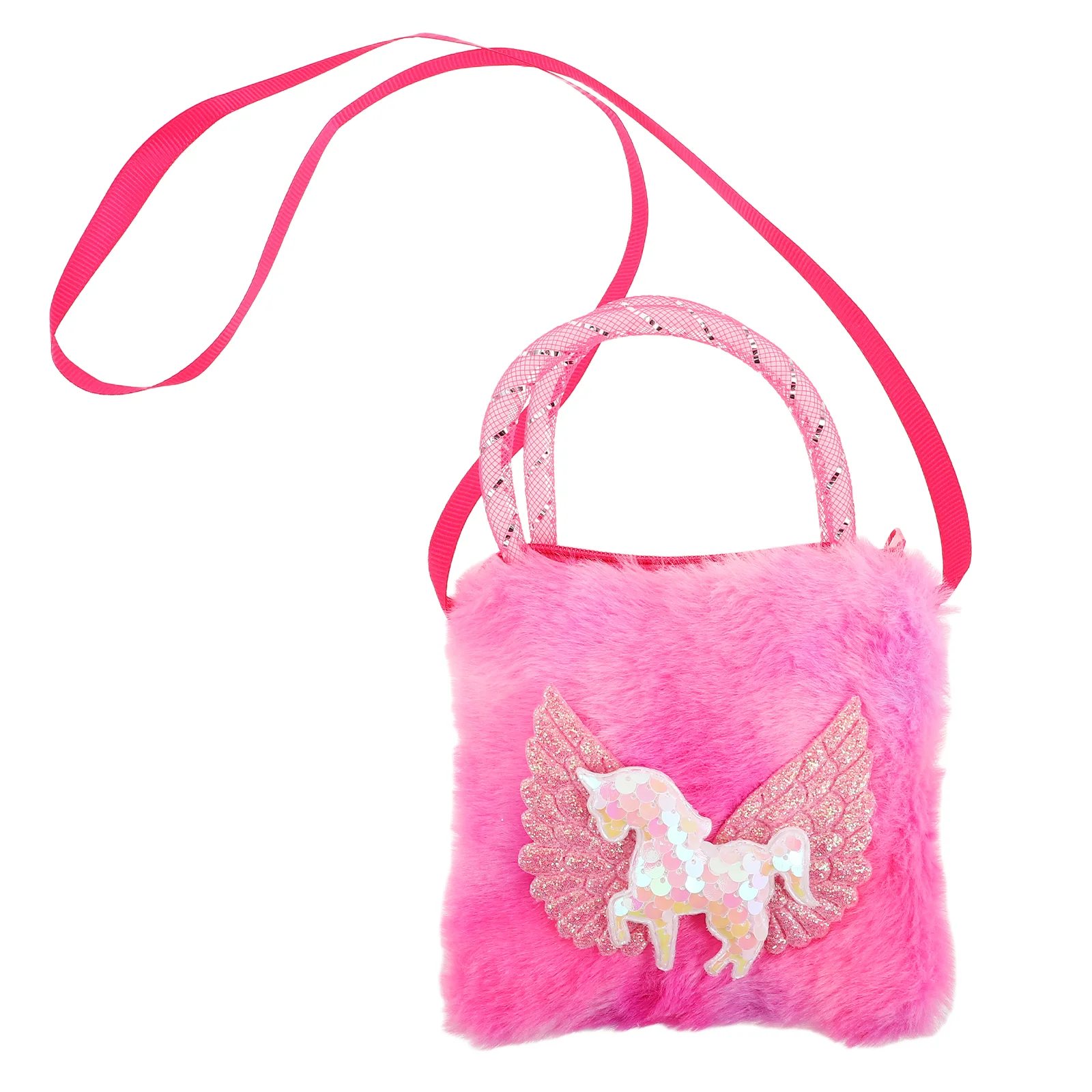 

Small Square Bag Plush Shoulder Child Tote Fluffy Cloth Backpack Adult Charm Coin Purse