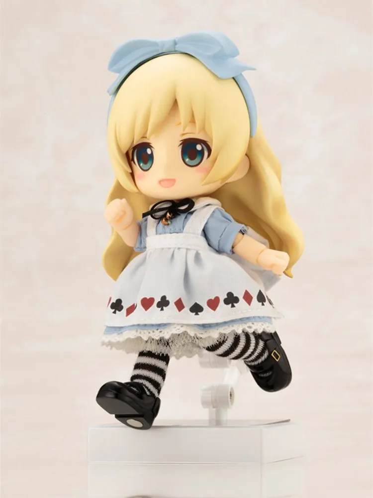Q Version Alice in Wonderland Figurine with Ear Ear Clay Doll Jointed Moveable Cute Girl Model Collectible Anime Toy from Japan