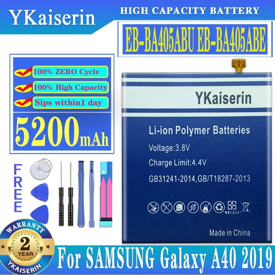 

Сменный аккумулятор YKaiserin для Samsung GALAXY A40 A405F EB-BA405ABE EB-BA405ABU, перезаряжаемый аккумулятор для телефона 5200 мАч