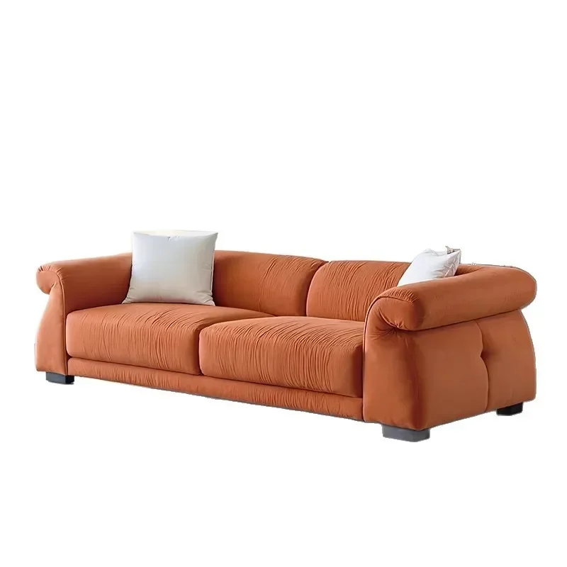 

French cream style, pocket sofa, large and small apartment household, living room straight row, fabric sofa, designer lazy sofa