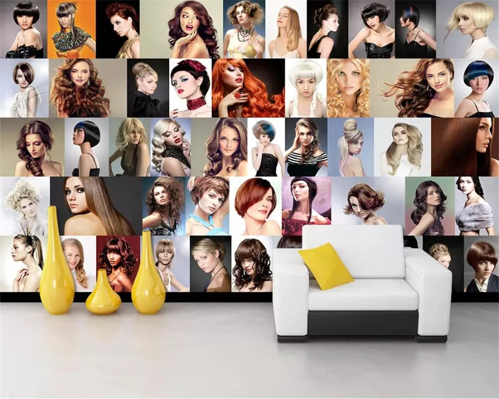 

Custom wallpaper European and American fashion hairstyle design Barber shop background wall paper decoration painting mural