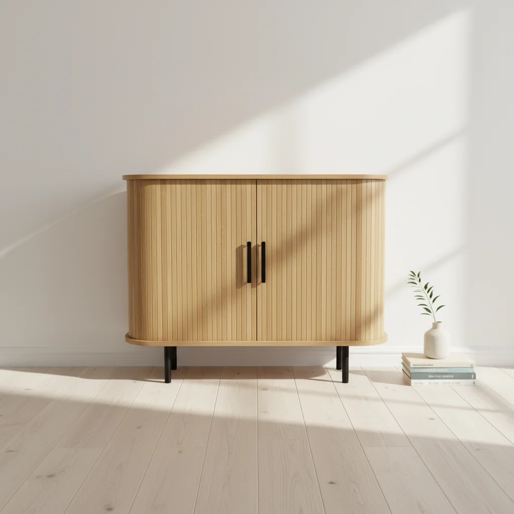 

！@Combohome Modern MDF Sideboard Cabinet for Living Room & Dining 2 Shelves Oak Finish Shaker Door Eco-Friendly Home Furniture