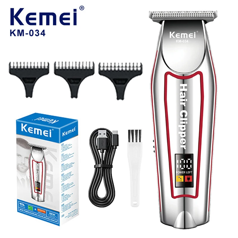 

KM-034 Electric Hair Trimmer Portable Smart Digital Display Mini USB Powered Haircut Machine Home Use Compact Size