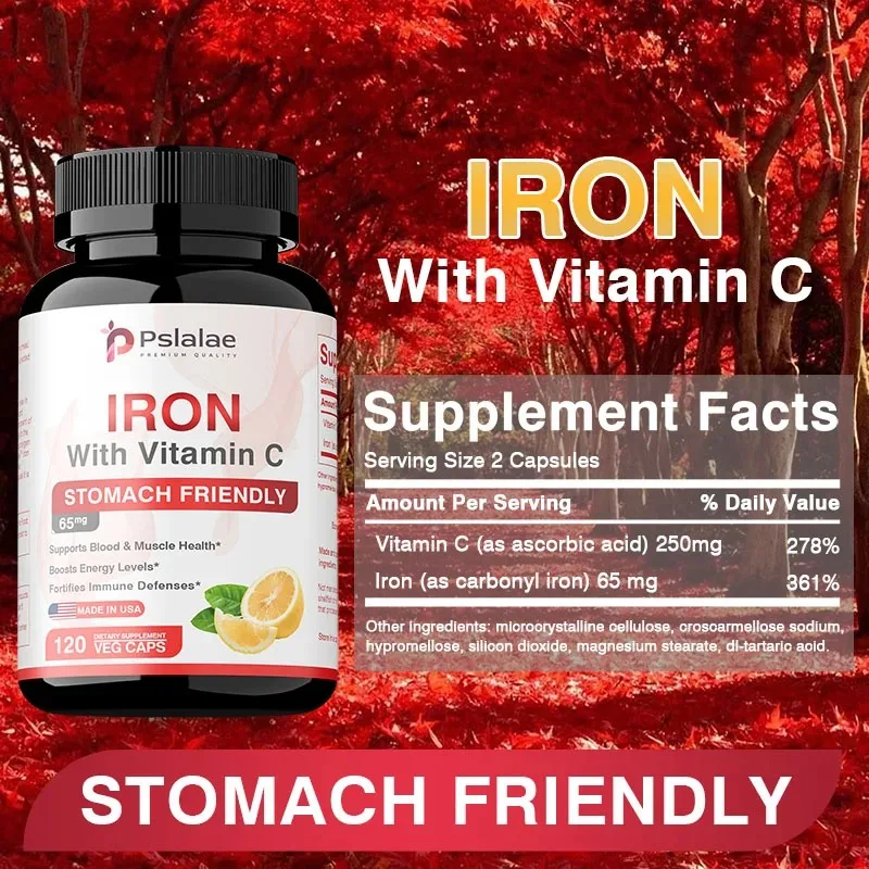 Iron Supplement - Promotes Red Blood Cell Production and Metabolism, Supports Immune and Brain Health, and Boosts Energy Levels