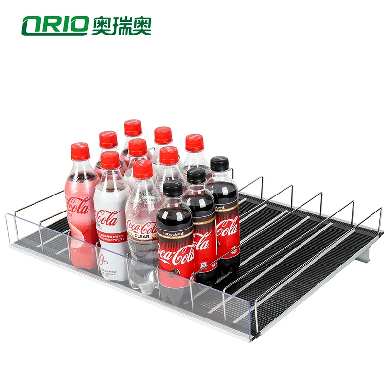 Refrigerator Basket Drink Beer Cola Can Soda Storage Rack Beverage Cooler Gravity Feed Shelf Mini-Roller Plastic Roller Shelves