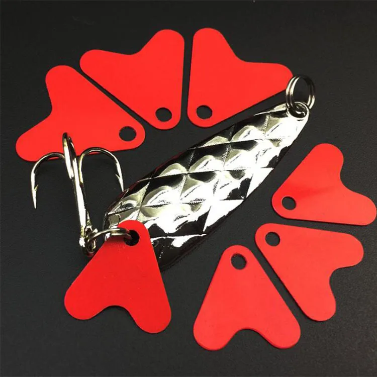 

100 шт. пластиковая ложка для рыбалки на форель, приманка с блестками, пластиковые блесны в форме красного сердца, аксессуар, крючок для приманки, блестки, привлечение FishPesca