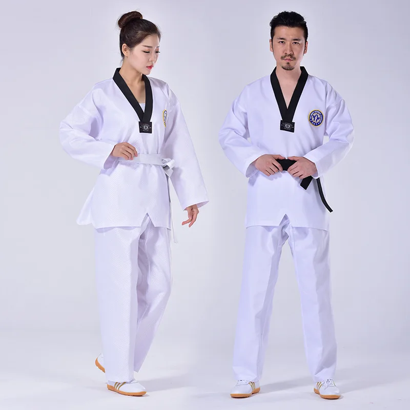 Red Taekwondo Uniform Blue Tkd Coach Suit Children Adult Karate Judo Training Competition Clothes Kung Fu Unisex Costumes