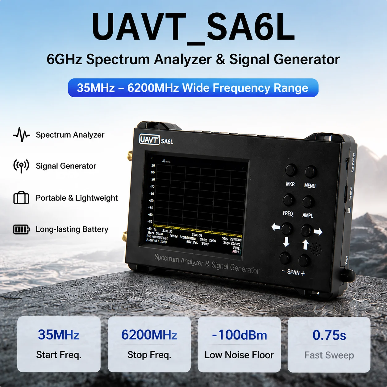 Signal Generator Spectrum Analyzer - 6G Draagbare Spectrum Analysator en Signaalgenerator
