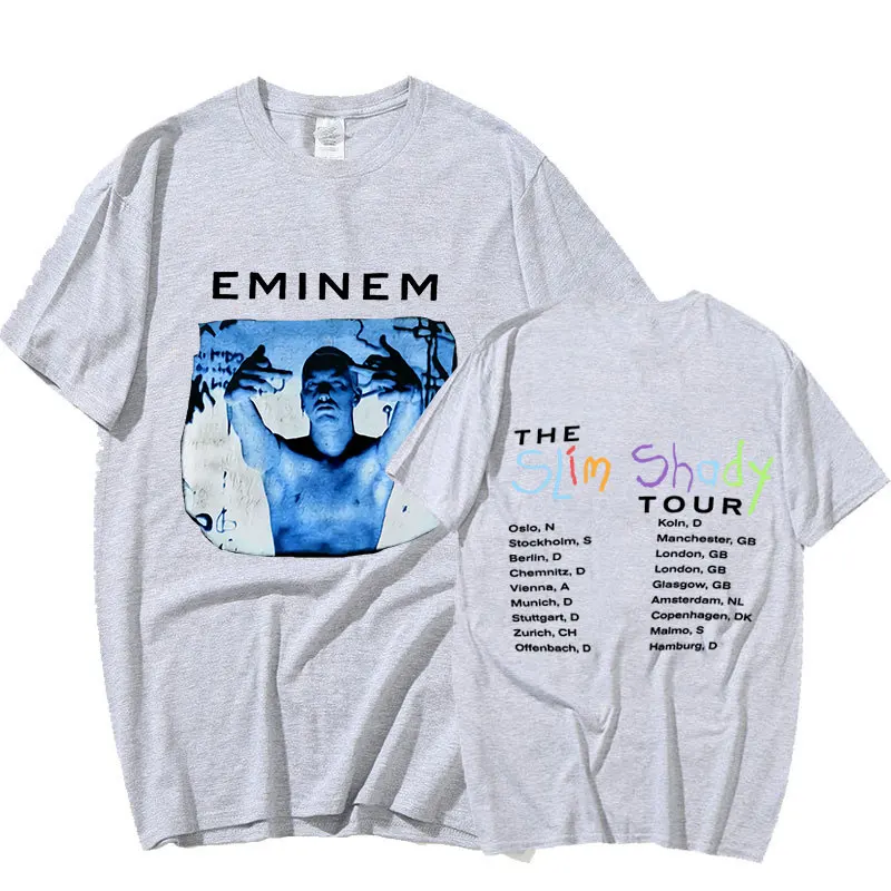 Vintage 1999 Eminem Slim Shady Tour New Print T Shirts Man Short Sleeve T-Shirt Top Tee Shirt Plus Size Hip Hop Streetwear