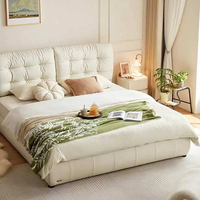 Lazy Queen Double Bed Modern White Wood High End Double Bed Frame Boys Sleeping Safe European Japanese Muebles Unique Furniture