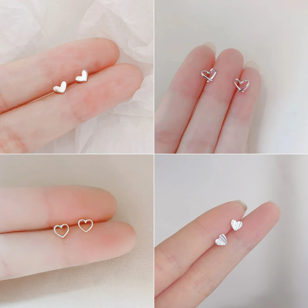 Avenneth Simple Small Heart Stud Earrings for Women Hypoallergenic Daily Wear Ear Silver Color Girls Pierc Accessories Gifts