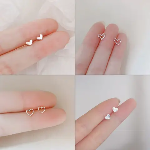 Avenneth 여성을위한 간단한 작은 하트 스터드 귀걸이 저자 극성 매일 착용 귀 실버 컬러 소녀 피어싱 액세서리 선물