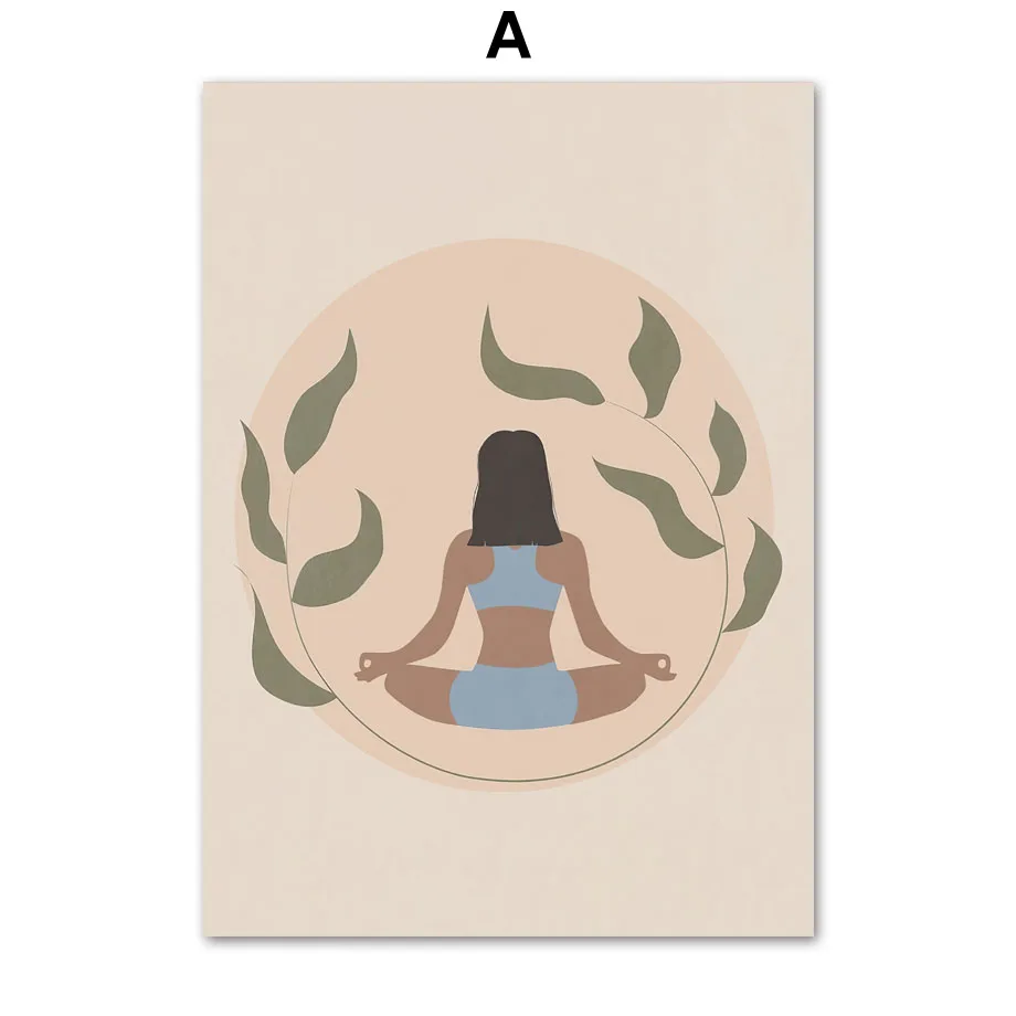 Boho Lotus Yoga Girl Meditation Calming Zen Canvas Painting Nordic Posters Prints Wall Art Pictures For Living Room Home Decor