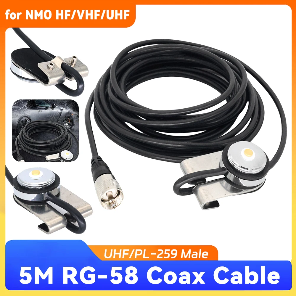 RG58 Coaxial Cable Adapter Connector 5M NMO To PL259/UHF Male High Quality Mobile Car Radio Antenna Cable for NMO HF/VHF/UHF