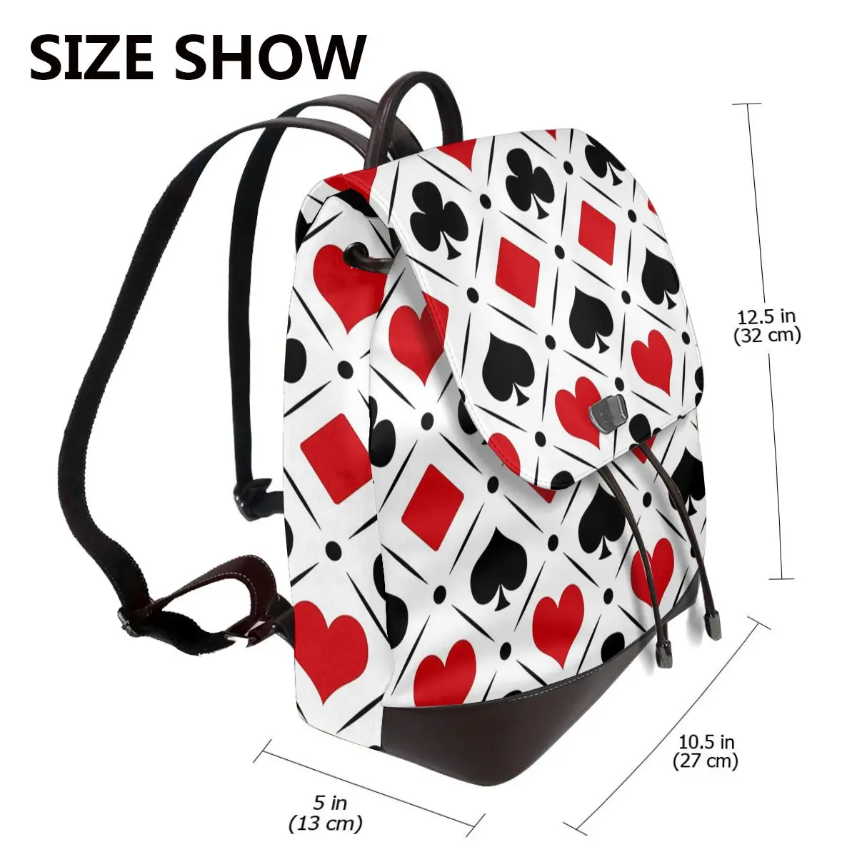 Playing Card Suits Symbols Bookbag School Student Bags Hiking Travel Daypack for Women Fashion Derma Backpack