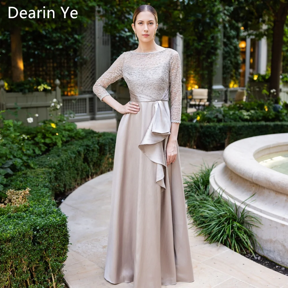 

Customized Prom Gown Evening Dearin Scoop Neckline A-line Floor Length Lace Skirts Bespoke Occasion Dresses Saudi Arabia Formal