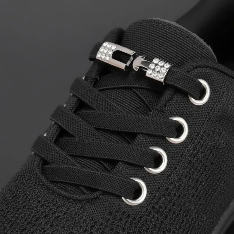 No Tie Elastic Shoelaces with Diamond Buckle Adjustable Lazy Laces for Kids Students Sneakers School & Outdoor