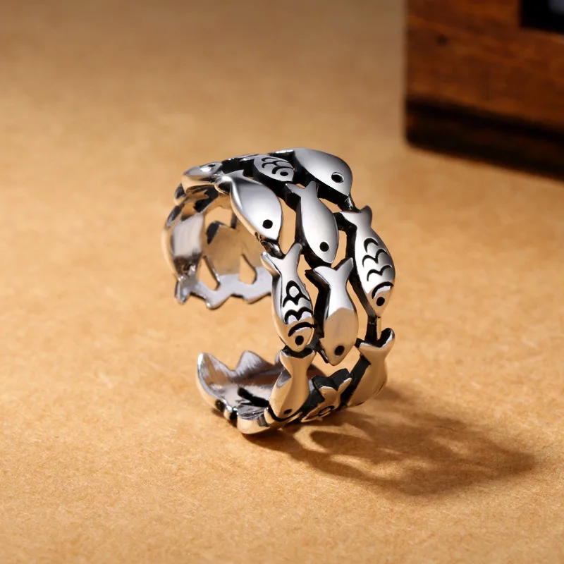 Moda 925 Sterling Silver Trzywarstwowe pierścionki rybne dla kobiet Regulowana luksusowa designerska biżuteria Oferty GaaBou — zdjęcie 3