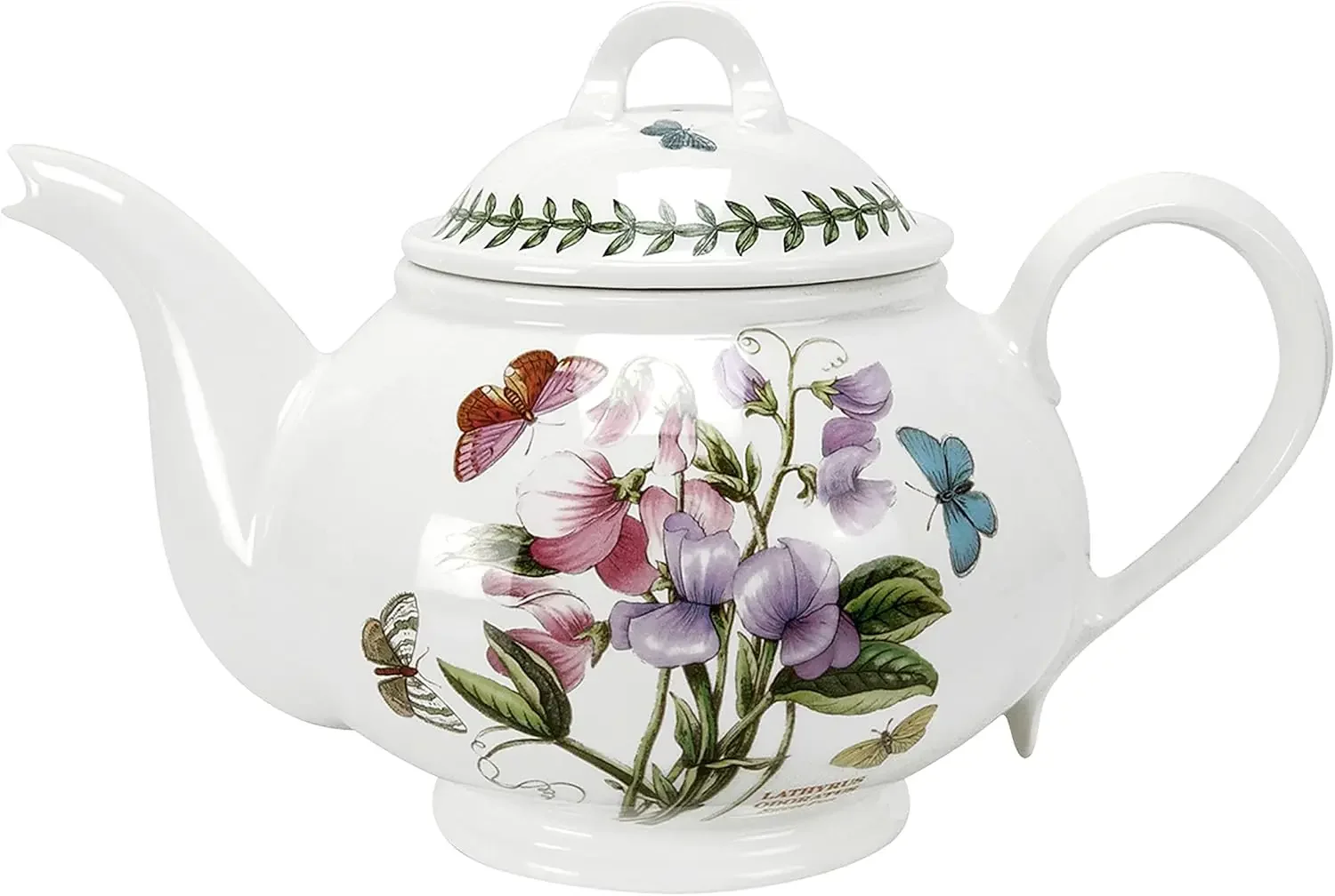 

Botanic Garden 32oz Teapot - Sweet Pea Motif, Fine Earthenware,Chip-Resistant Glaze,Dishwasher & Microwave Safe,Made in England