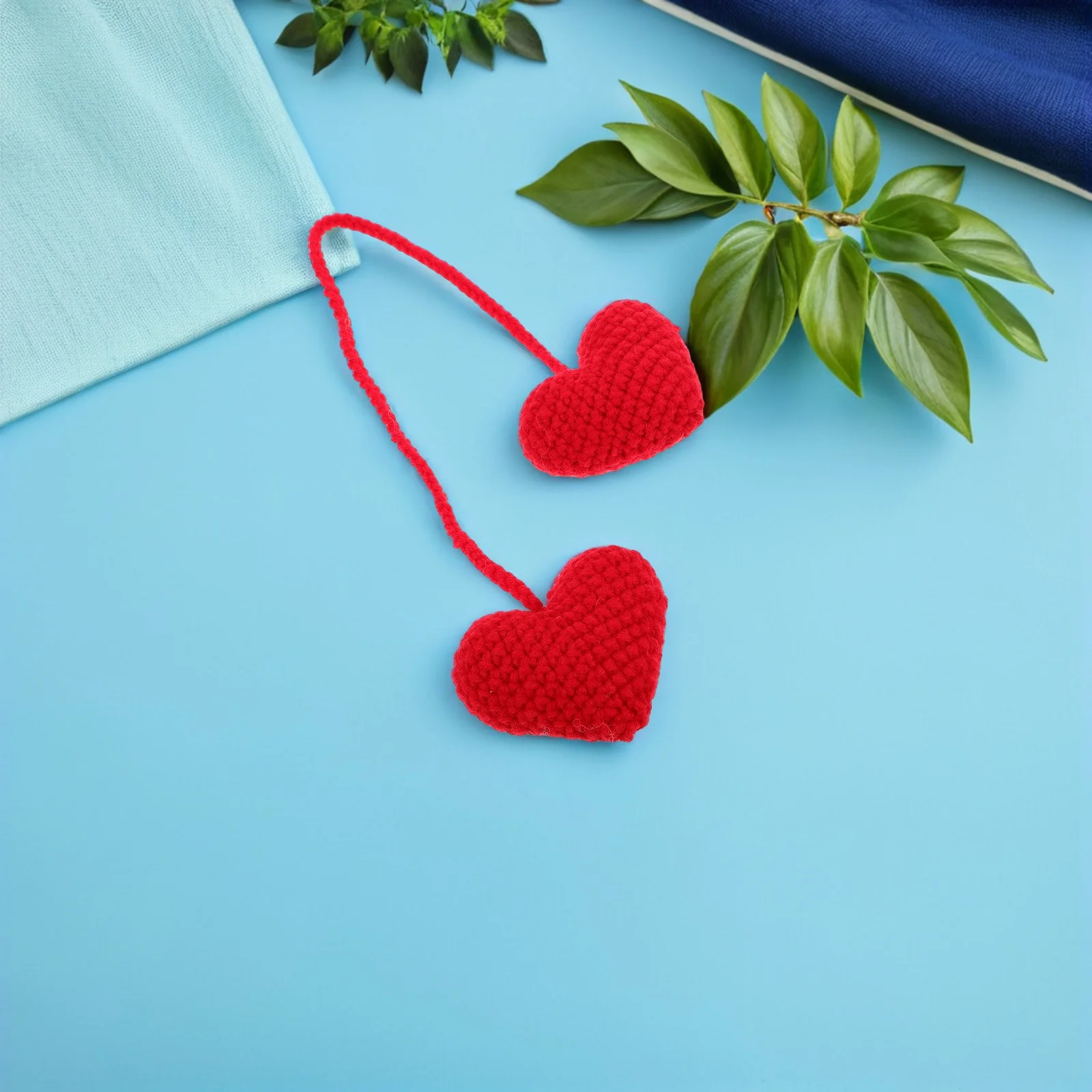 

Knitted Crochet Heart Hanging Ornament Car Rearview Mirror Cute Handmade Accessories Bohemian Style Interior Decor Lightweight