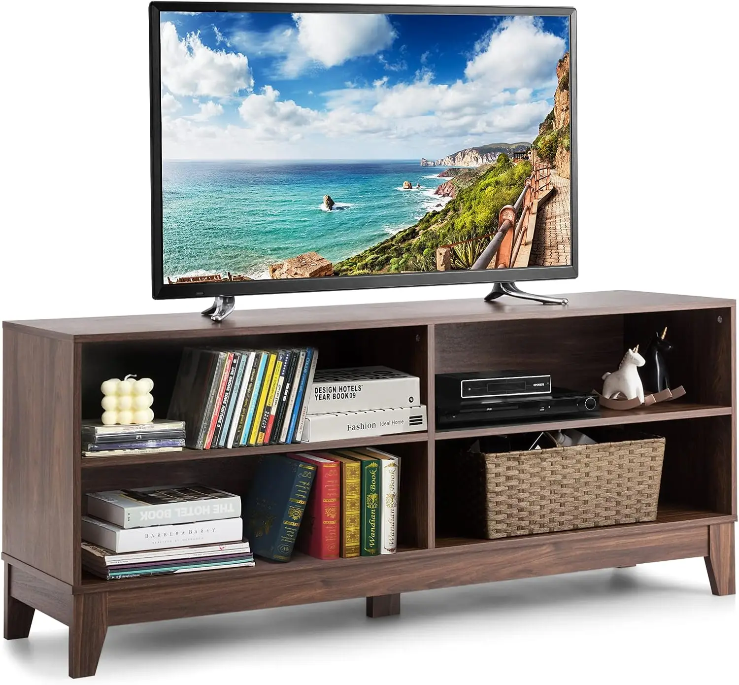 Umail-Wood TV Stand para TV, 55, 65 "tela plana, console de armazenamento em casa, centro de entretenimento, móveis