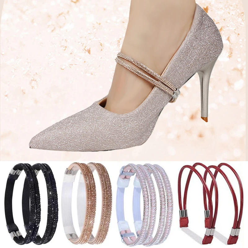 Loose Anti-skid Bundle Laces Tie Women Rhinestone Shoelaces Free Triangle Bundle High Heels Shoe Belt Ankle Holding