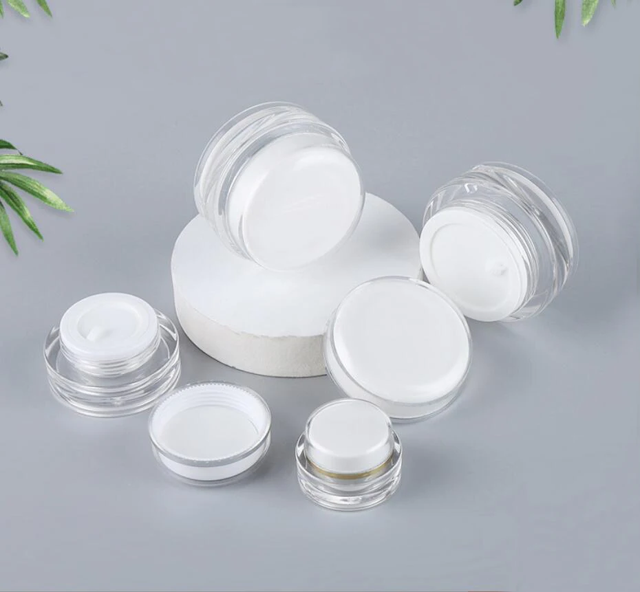 

30G acrylic white round jar silver line/gold line day cream/night cream/essence/moisturizer/gel serum skin care cosmetic packing