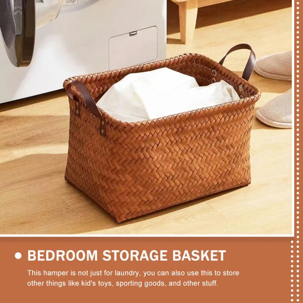 Spring/Summer Square Storage Basket Handmade Vine Weaving Storage Basket Outdoor Picnic Basket Portable Dirty Clothes Basket New