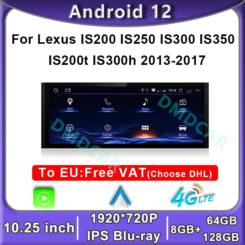 Android 12 GPS Navigation 8+128G Car Radio Multimedia Player CarPlay Auto radio For Lexus IS 200 250 300 350 200t 300h 2013-2017