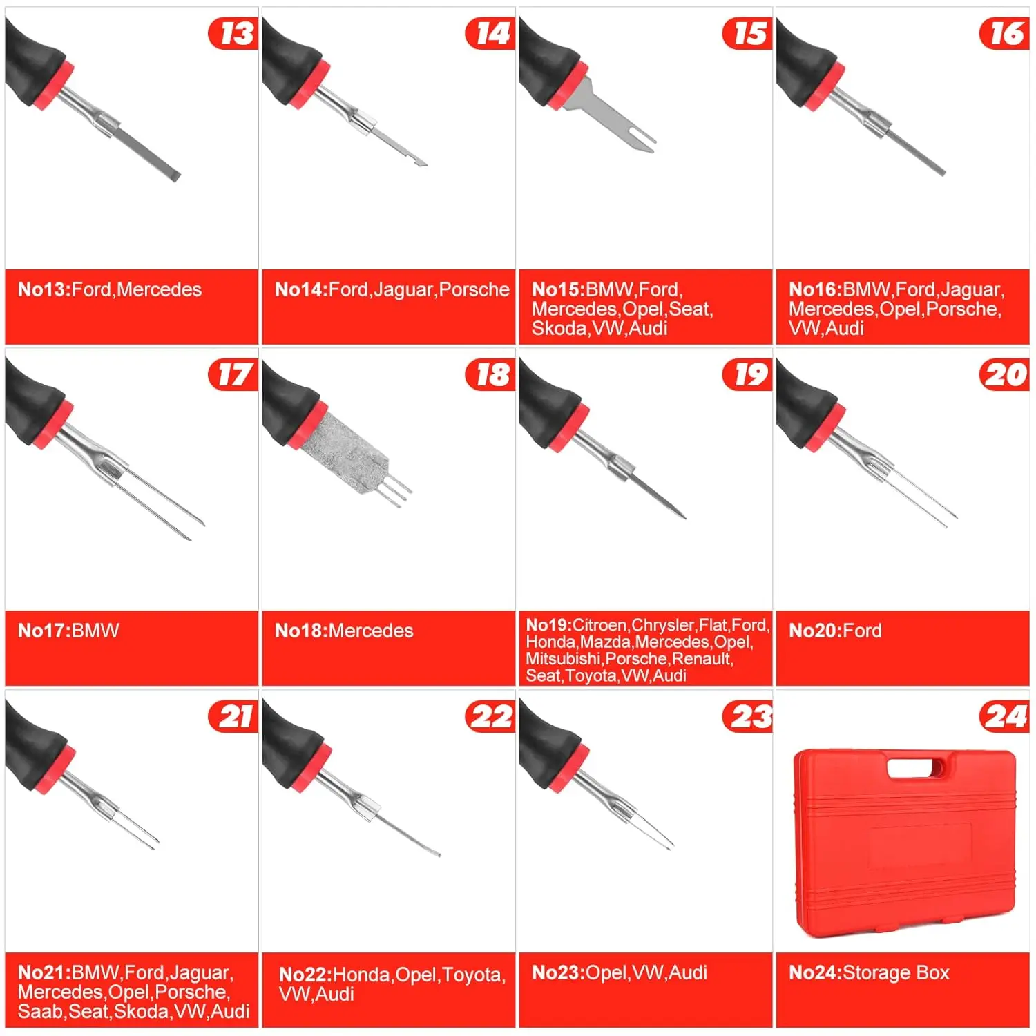 23 ชิ้นสําหรับ Audi terminal ejector disassembly เครื่องมือสายไฟรถยนต์ปลั๊กปลดล็อค