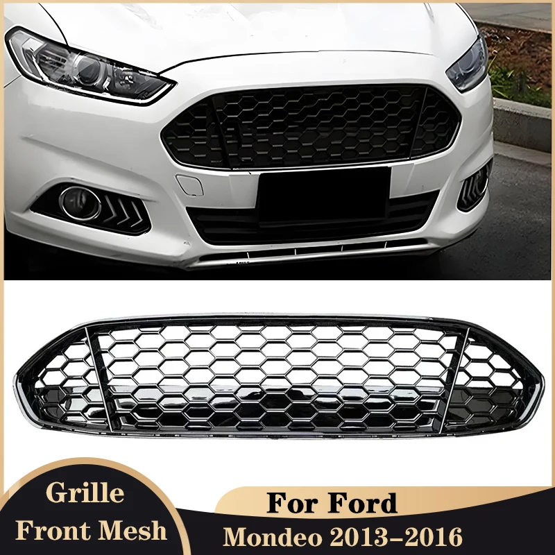 Front Bumper Middle Hood Radiator Grill Tuning for Ford Fusion / Mondeo 2013 2014 2015 2016 Racing Grills Mesh Cars Accessories