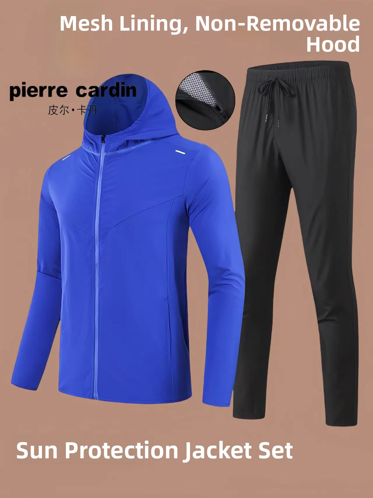 

Pierre Cardin Men's Summer Lightweight Qui Dry Sports Set UV Protection Casual Sunscreen Clothing Two-Piece Suit Polyester ...