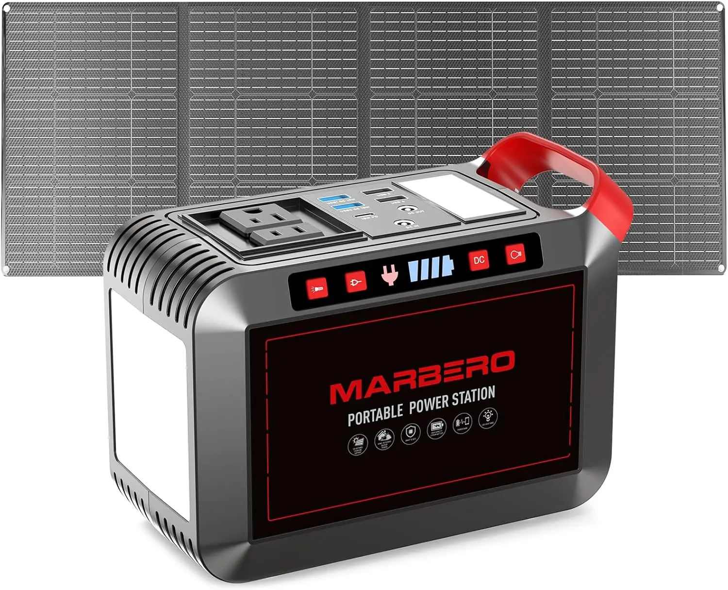 

MARBERO 237Wh Solar Generator with Solar Panel Included Portable Power Station 300W Pure Sine Wave with Foldable Solar Panel 60W