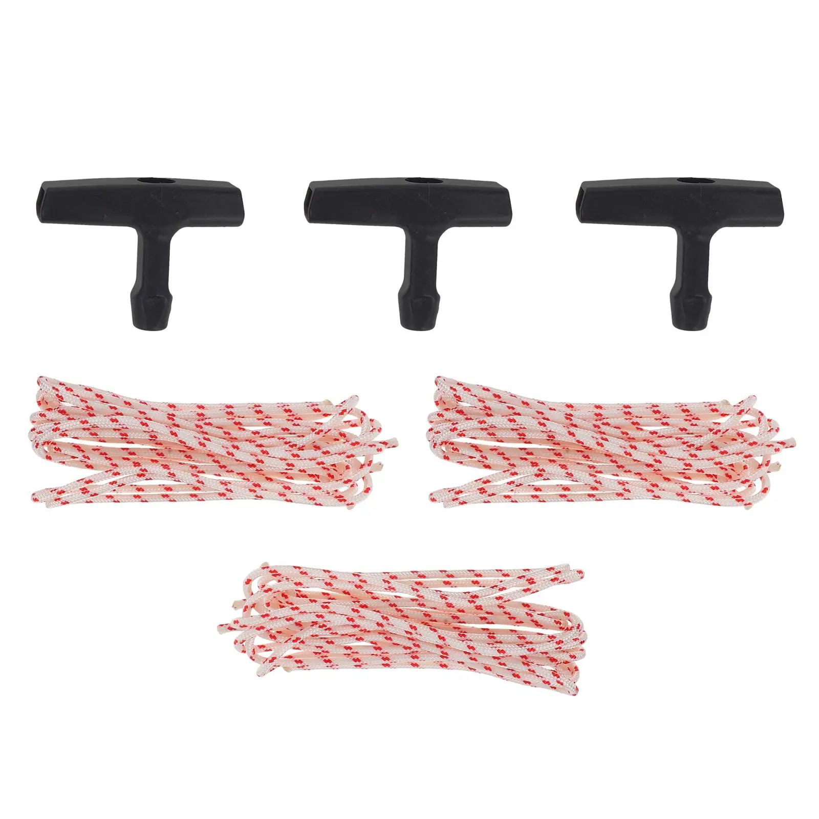 

3 Sets 4MMx2MM Starter Rope Handle Kit for Lawn Mower Generator Easy Replacement Thin Cord Pull String Guide