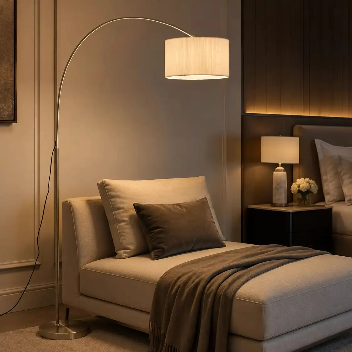 Lámpara de Pie para Sala de Estar, Bombilla Incluida, Lámparas de Pie Modernas de Diseño Simple con Pantalla de Lino, Lámpara de Pie Alta para Dormitorio