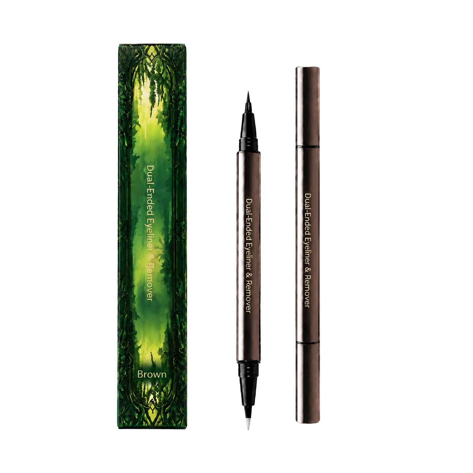 2-in-1 Waterproof Eyeliner Pen Matte Black Brown Ultrafine Tip Waterproof Beginner-Friendly Lower Eyelash Makeup Liquid Eyeliner