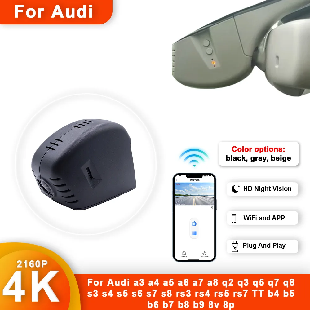 

4K Car Dash Cam For Audi A3 A4 A6 A7 A8 Q3 Q5 Q7 R8 2004-2020 Car Camera Video Recorder Dashcam WIFI Car Dvr Recording Devices