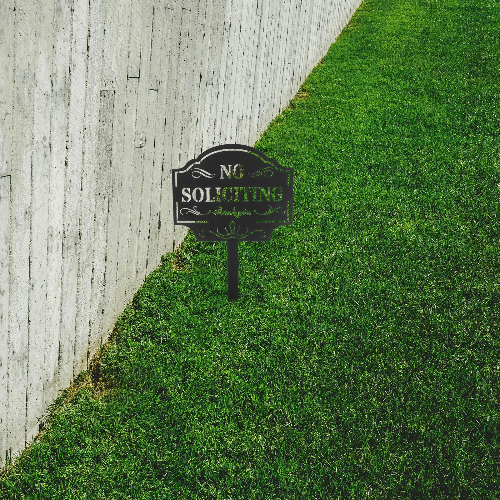 

Outdoor No Soliciting Decorative Metal Weather Resistant Durable Lawn Yard Front Door Security Warning Iron Garden Yard Warning