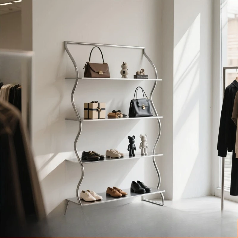 

Clothing store display rack Floor-to-ceiling shoe store stand Bag rack Product display rack can be customized